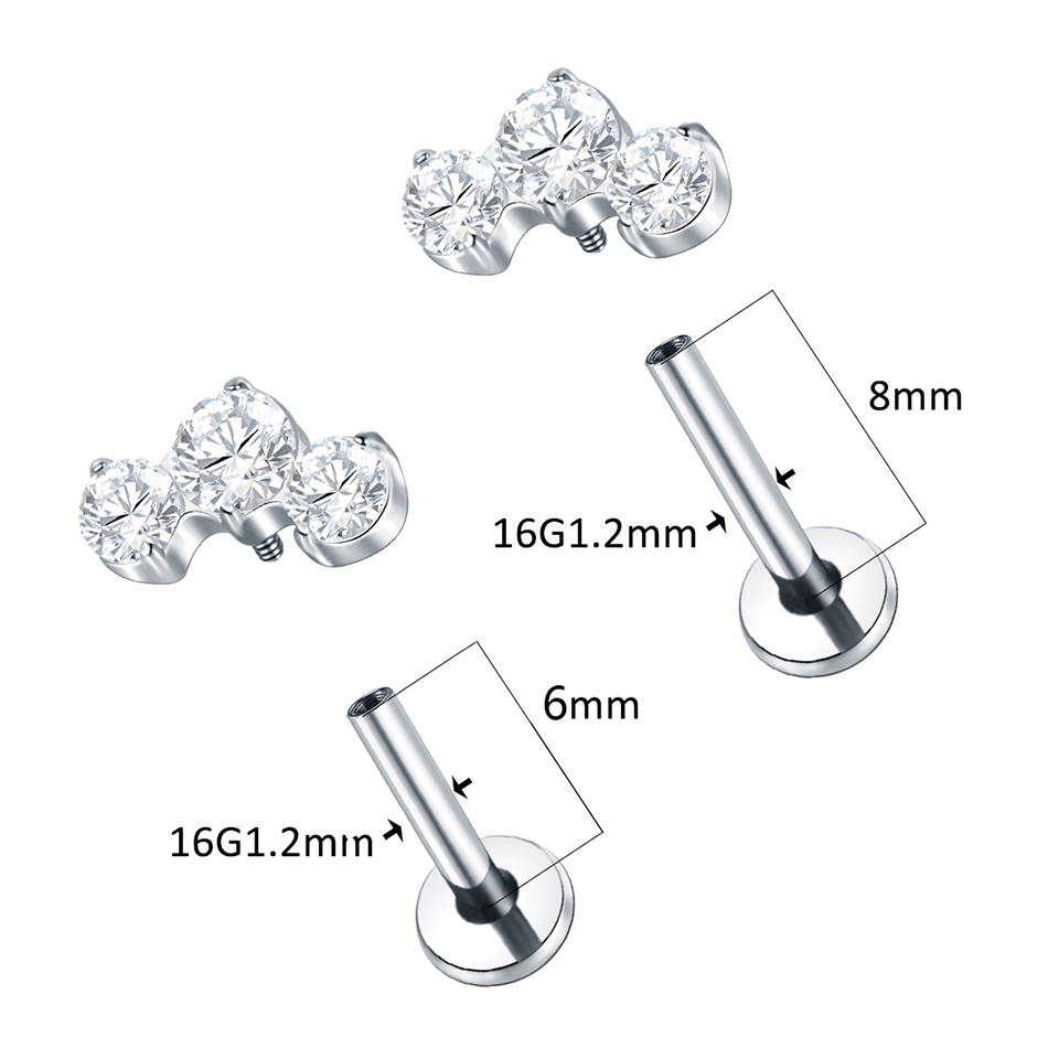 1/5PCS Titanium Piercings CZ L - Zoor Body Jewelry บทวิจารณ์และราคา