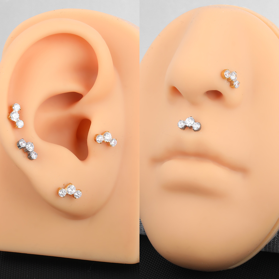 1/5PCS Titanium Piercings CZ L - Zoor Body Jewelry บทวิจารณ์และราคา