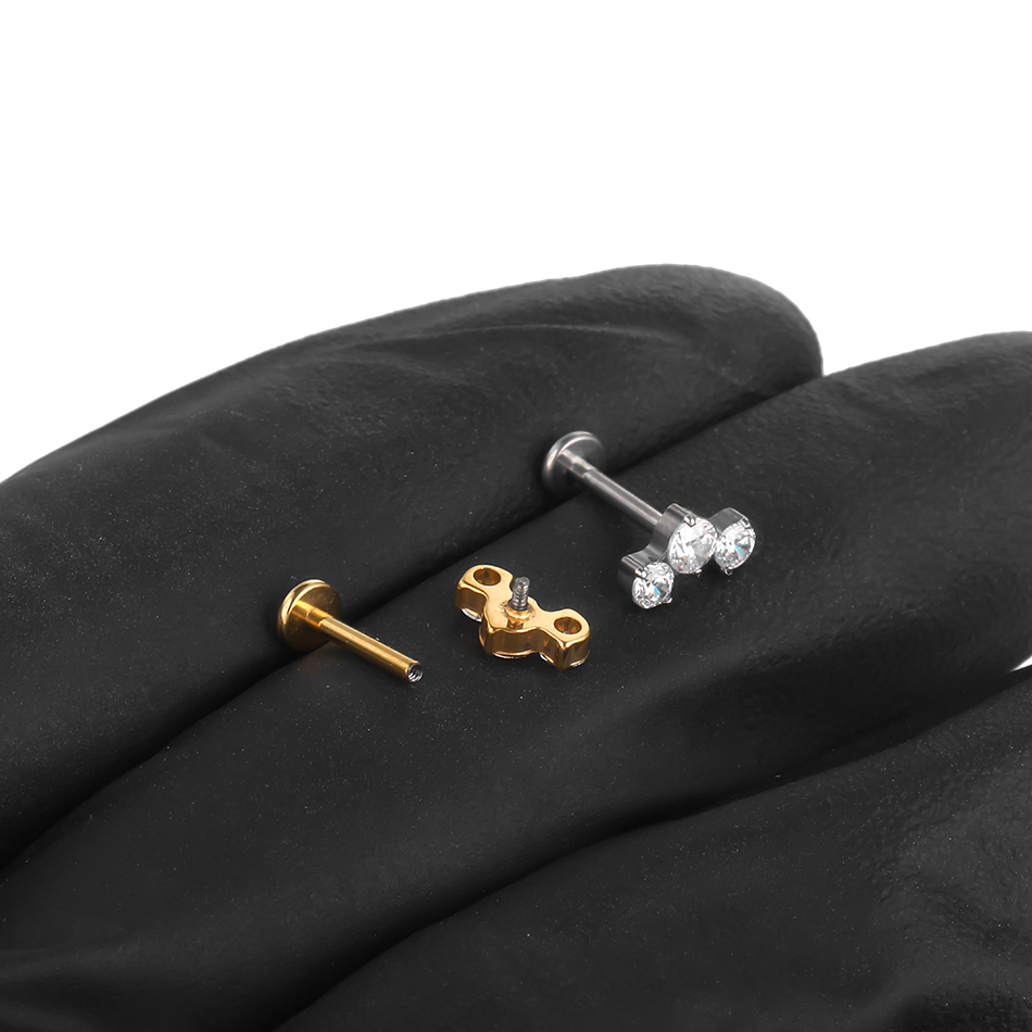1/5PCS Titanium Piercings CZ L - Zoor Body Jewelry บทวิจารณ์และราคา