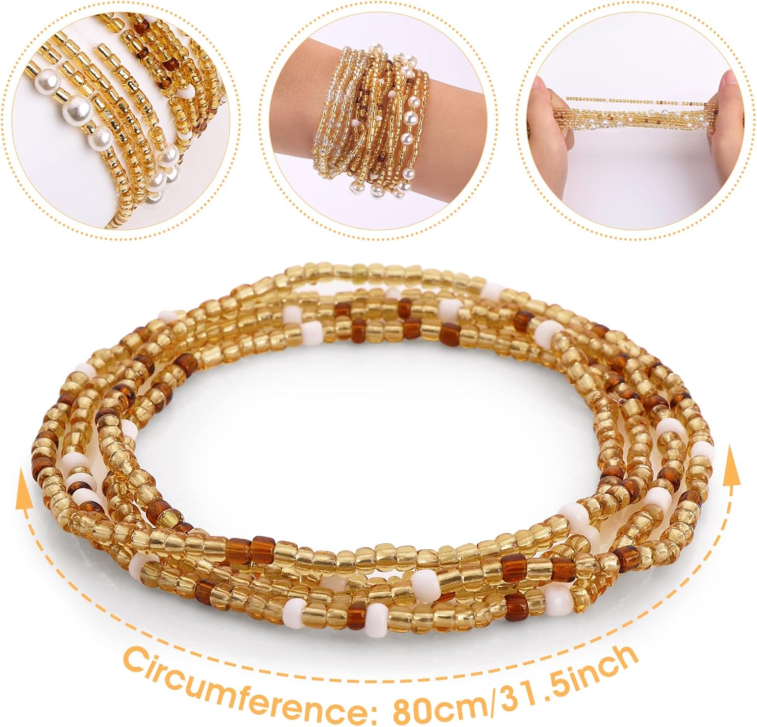 Waist Beads for Women Belly Be - Body Jewelry Gold บทวิจารณ์และราคา