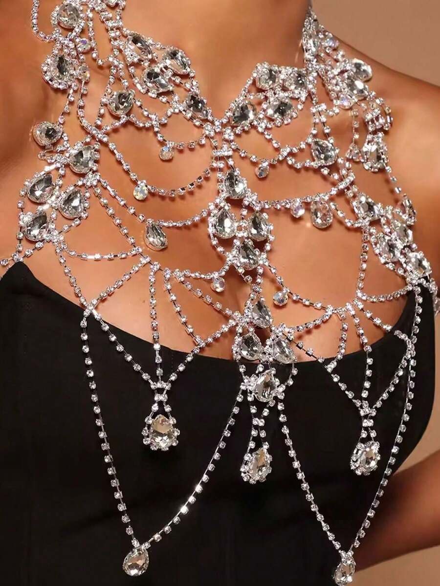 Rhinestone Body Chain Bra Neck - Body Chain Jewelry บทวิจารณ์และราคา