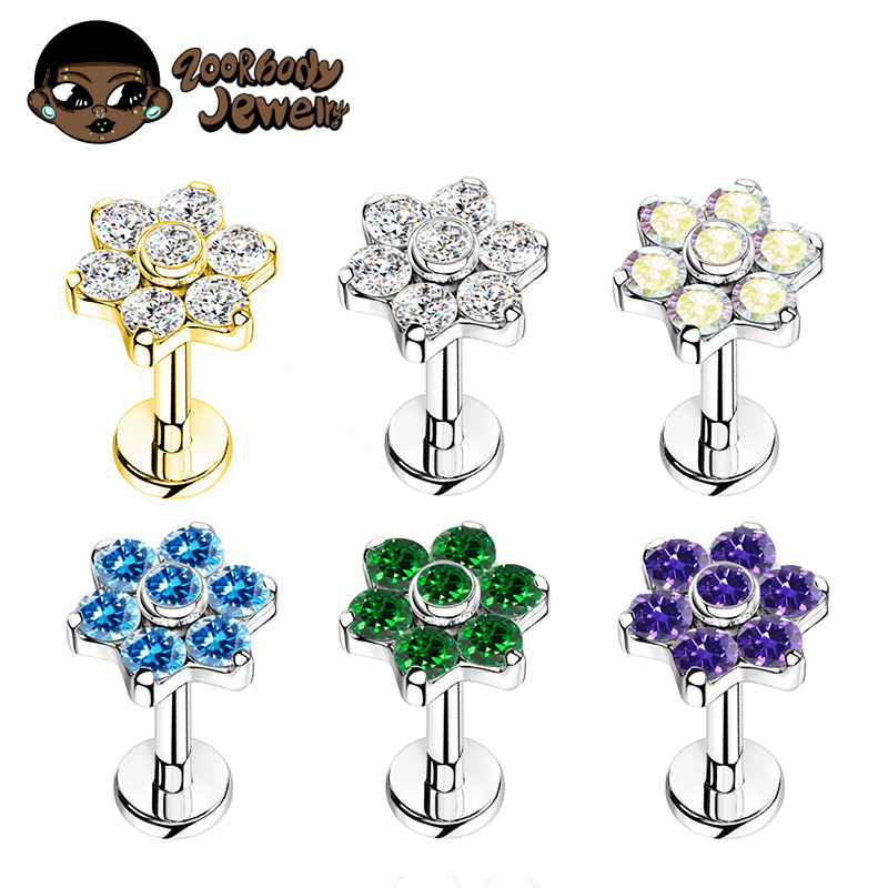 ASTM F136 Titanium Flower Pier - Zoor Body Jewelry บทวิจารณ์และราคา