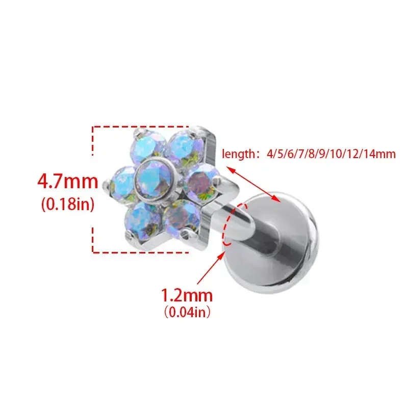 ASTM F136 Titanium Flower Pier - Zoor Body Jewelry บทวิจารณ์และราคา