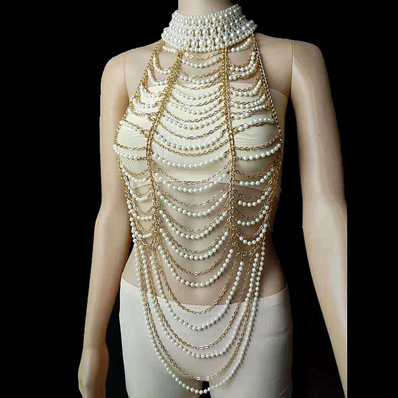 Vintage Multilayer Pearl Neckl - Body Jewelry Brands บทวิจารณ์และราคา