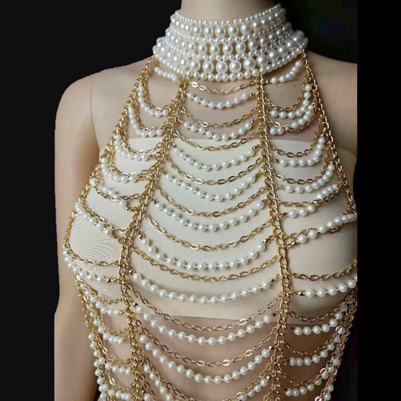 Vintage Multilayer Pearl Neckl - Body Jewelry Brands บทวิจารณ์และราคา