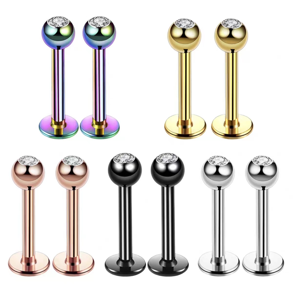 16G Surgical Steel Ball Top CZ - Body Jewelry And Earrings บทวิจารณ์และราคา