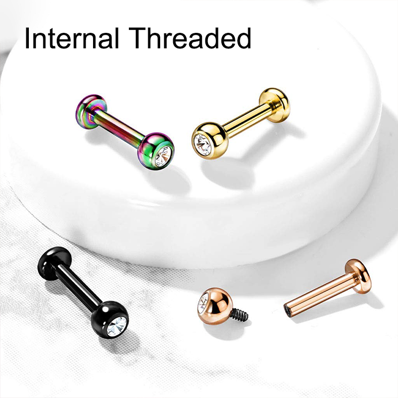 16G Surgical Steel Ball Top CZ - Body Jewelry And Earrings บทวิจารณ์และราคา