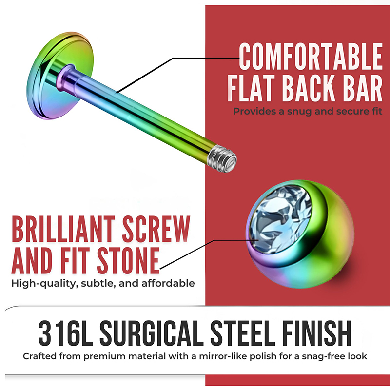 16G Surgical Steel Ball Top CZ - Body Jewelry And Earrings บทวิจารณ์และราคา