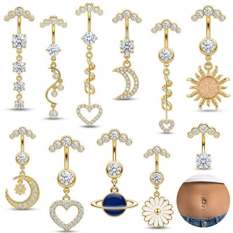 5 Pcs Stainless Steel Rhinesto - Body Jewelry For Sensitive Skin บทวิจารณ์และราคา