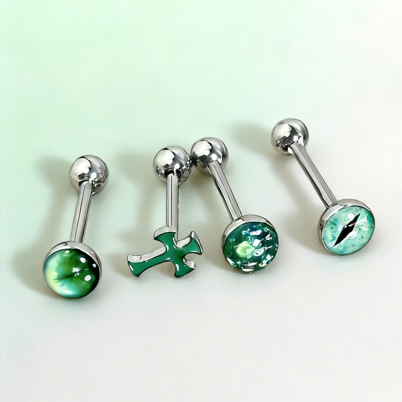1Pc High-Quality Trendy Green  - Body Jewelry Titanium บทวิจารณ์และราคา