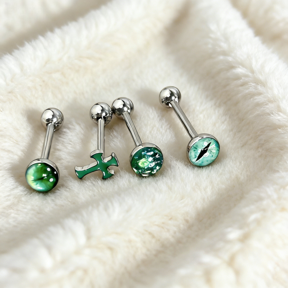 1Pc High-Quality Trendy Green  - Body Jewelry Titanium บทวิจารณ์และราคา