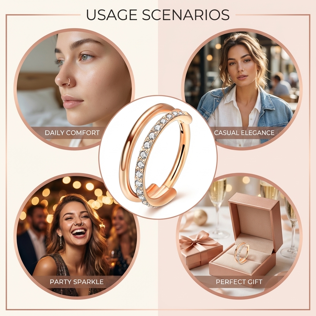 G23 Titanium Nose Ring With Zi - Body Jewelry For Sensitive Skin บทวิจารณ์และราคา