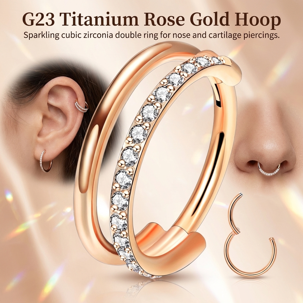 G23 Titanium Nose Ring With Zi - Body Jewelry For Sensitive Skin บทวิจารณ์และราคา