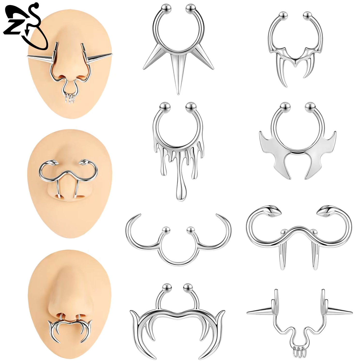 ZS 1 Piece Punk Stlye Fake Sep - Zs Body Jewelry บทวิจารณ์และราคา