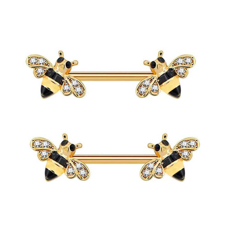 Bee Nipple Barbell 14g Yellow  - Yellow Body Jewelry บทวิจารณ์และราคา