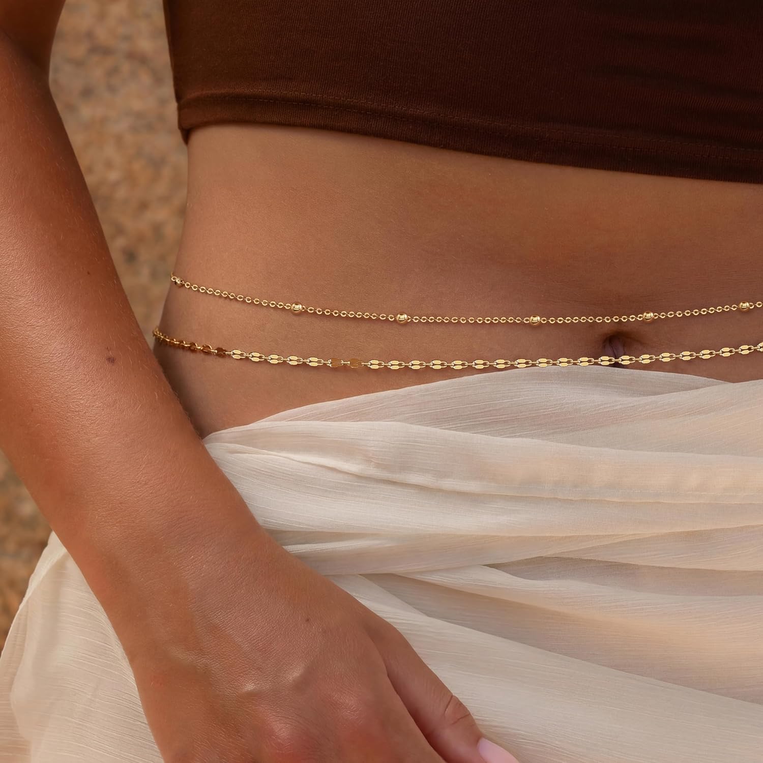 14K Gold Plated Waist Chain Wo - Body Jewelry Gold บทวิจารณ์และราคา